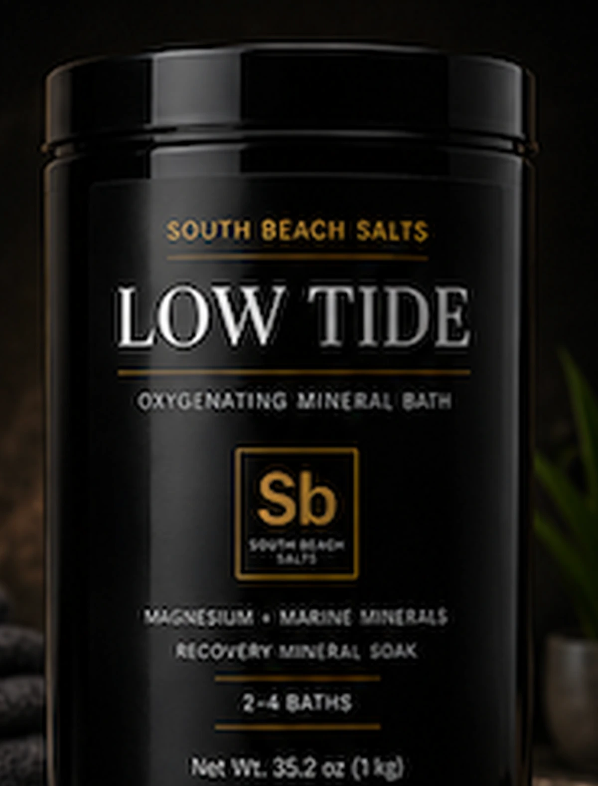 South Beach Salts Low Tide black and gold jar
